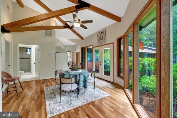 Dining room, Interior, Wooden Beams, Wood Texture Flooring