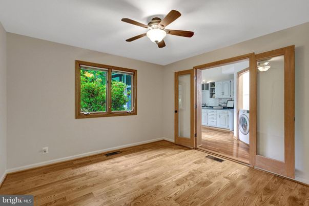 Empty room, Interior, Utility Closets, Washer, Wood Texture Flooring