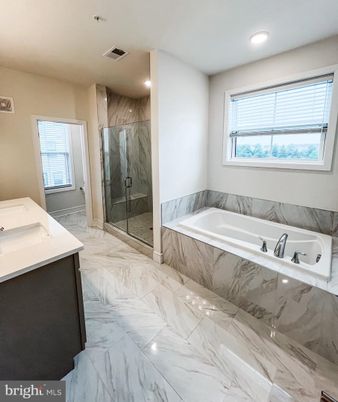 Bathroom, Glass Shower, Interior, Marble, Marble Walls, Recessed Lighting