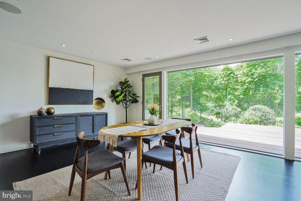 Dining room, Interior, Recessed Lighting, Wood Texture Flooring