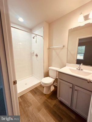 Bathroom, Interior, Recessed Lighting, Wood Texture Flooring