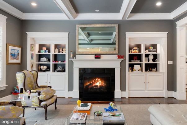 Fireplace, Interior, Recessed Lighting, Wood Texture Flooring