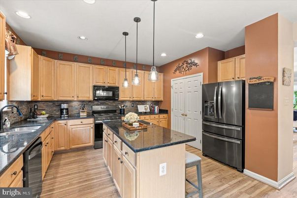Interior, Kitchen, Pendant Lights, Recessed Lighting, Wood Texture Flooring