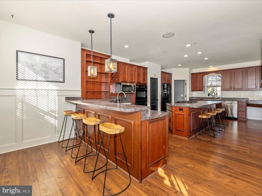 Interior, Kitchen, Pendant Lights, Recessed Lighting, Wood Texture Flooring