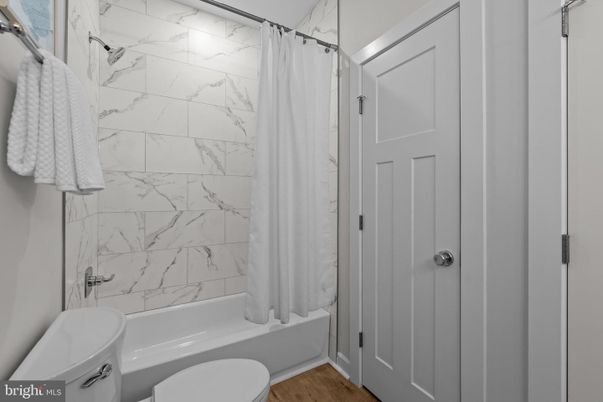 Bathroom, Interior, Marble Walls, Wood Texture Flooring