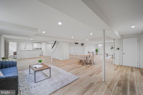 Dining room, Interior, Kitchen, Living room, Recessed Lighting, Wood Texture Flooring