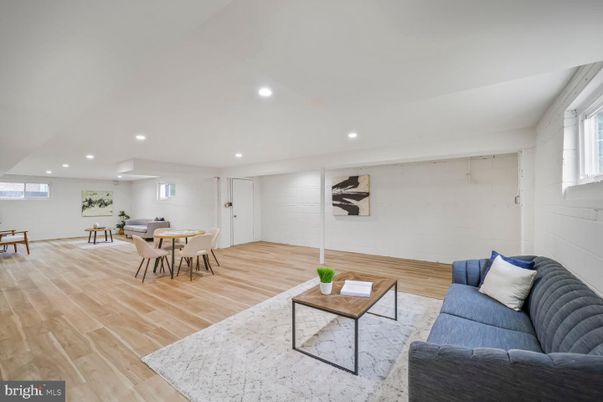 Dining room, Interior, Living room, Recessed Lighting, Wood Texture Flooring