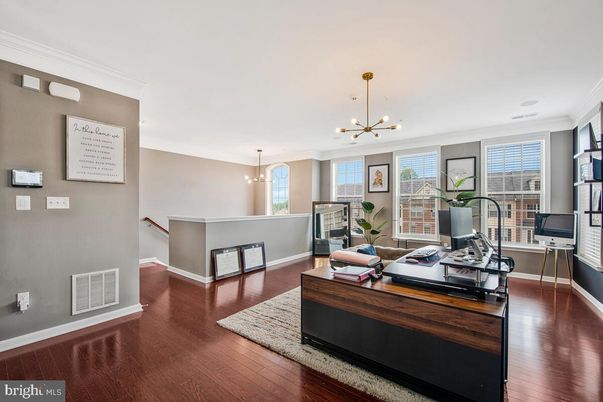Home Office, Interior, Pendant Lights, Wood Texture Flooring