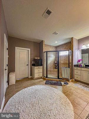 Bathroom, Glass Shower, Interior, Recessed Lighting