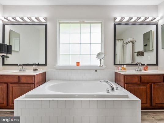 Bathroom, Dual Sink Vanities, Interior, Wood Texture Flooring