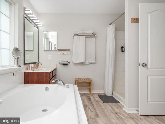 Bathroom, Dual Sink Vanities, Interior, Wood Texture Flooring