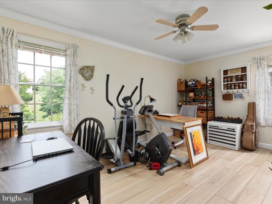 Fitness Equipment, Home Office, Interior, Wood Texture Flooring