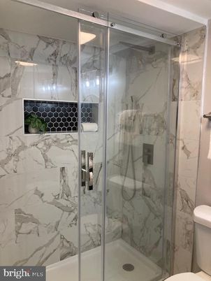 Bathroom, Glass Shower, Interior, Marble Walls