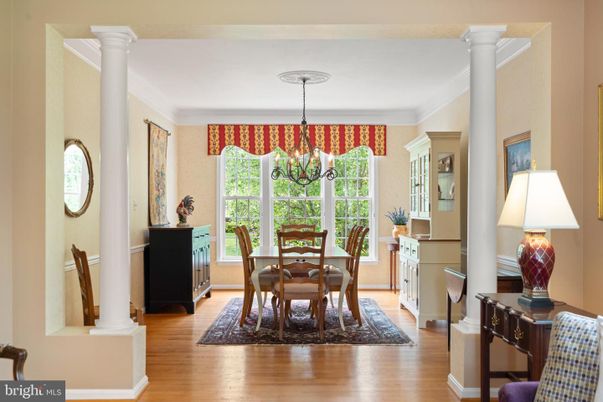 Chandelier, Dining room, Interior, Wood Texture Flooring
