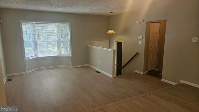Empty room, Interior, Pendant Lights, Wood Texture Flooring
