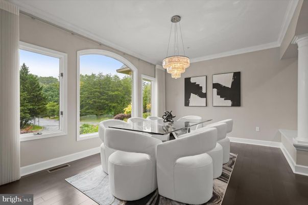 Chandelier, Dining room, Interior, Wood Texture Flooring