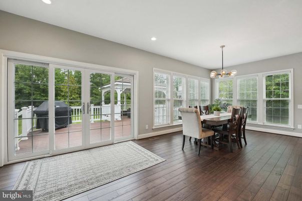 Dining room, Interior, Pendant Lights, Recessed Lighting, Wood Texture Flooring