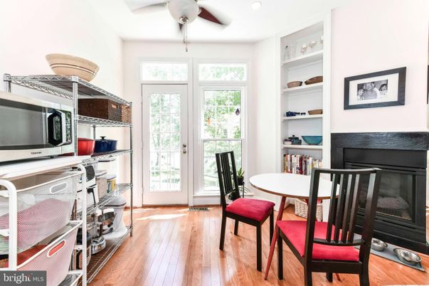 Dining room, Fireplace, Interior, Wood Texture Flooring