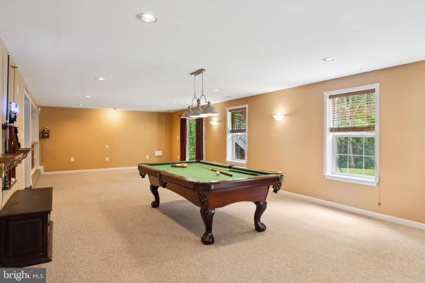 Billiard Table, Game Room, Interior, Pendant Lights, Recessed Lighting