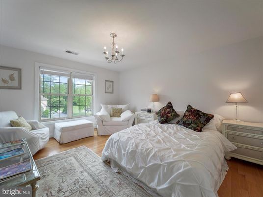 Bedroom, Chandelier, Interior, Wood Texture Flooring