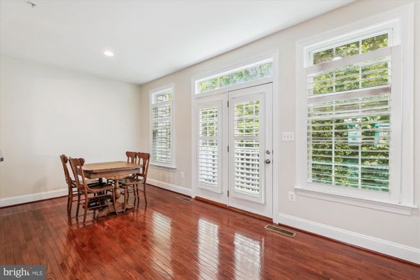 Dining room, Interior, Recessed Lighting, Wood Texture Flooring