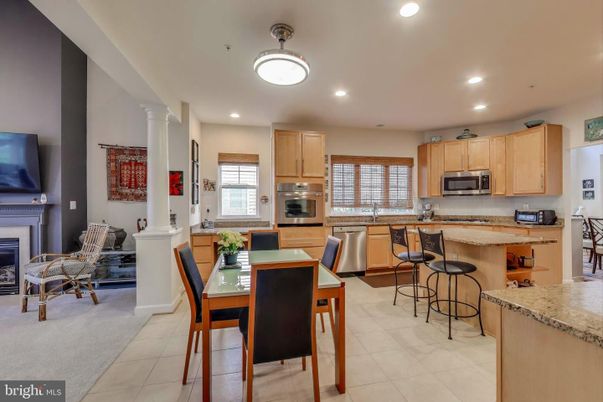 Dining room, Fireplace, Interior, Kitchen, Recessed Lighting, Stainless Steel Appliances