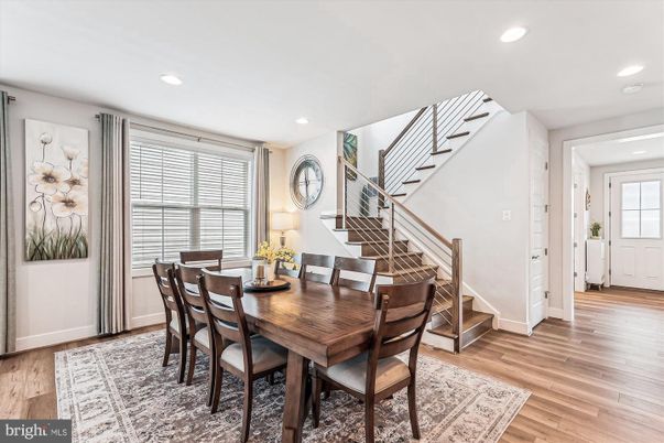 Dining room, Interior, Recessed Lighting, Wood Texture Flooring