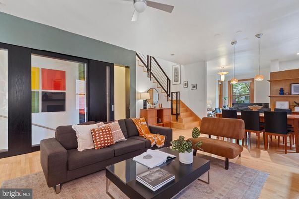 Dining room, Interior, Living room, Pendant Lights, Recessed Lighting, Wood Texture Flooring