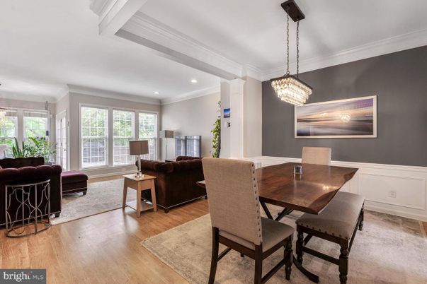 Chandelier, Dining room, Interior, Living room, Recessed Lighting, Wood Texture Flooring