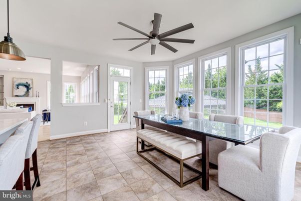 Dining room, Fireplace, Interior, Pendant Lights