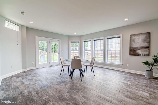 Dining room, Interior, Recessed Lighting, Wood Texture Flooring