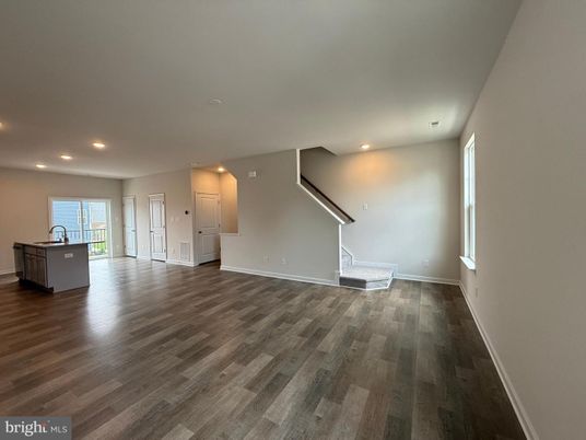 Empty room, Interior, Kitchen, Recessed Lighting, Wood Texture Flooring