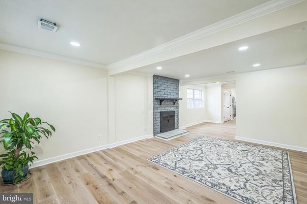 Empty room, Fireplace, Interior, Recessed Lighting, Wood Texture Flooring