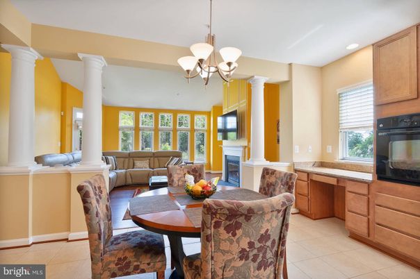 Chandelier, Dining room, Fireplace, Interior, Living room, Pendant Lights, Recessed Lighting