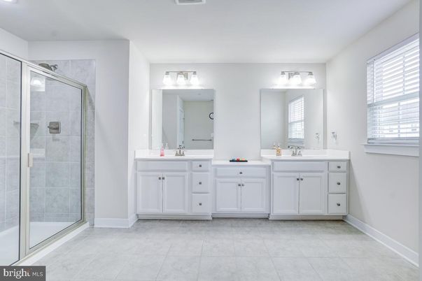 Bathroom, Dual Sink Vanities, Glass Shower, Interior