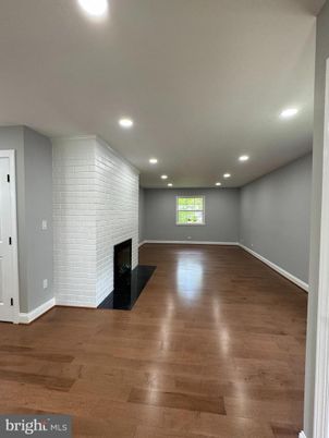 Empty room, Fireplace, Interior, Recessed Lighting, Wood Texture Flooring