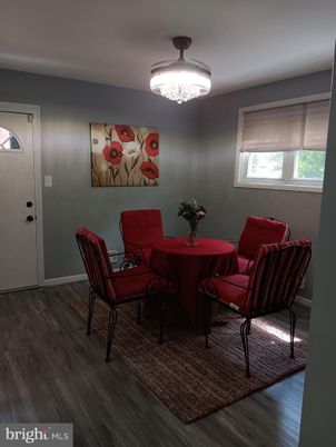 Chandelier, Dining room, Interior, Wood Texture Flooring