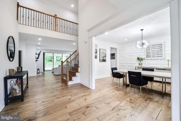 Dining room, Interior, Pendant Lights, Recessed Lighting, Wood Texture Flooring