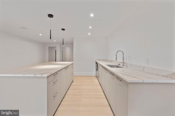 Interior, Kitchen, Pendant Lights, Recessed Lighting, Wood Texture Flooring