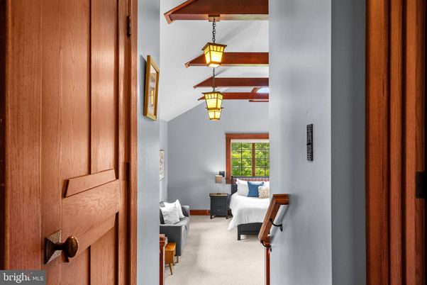 Bedroom, Interior, Pendant Lights, Wooden Beams