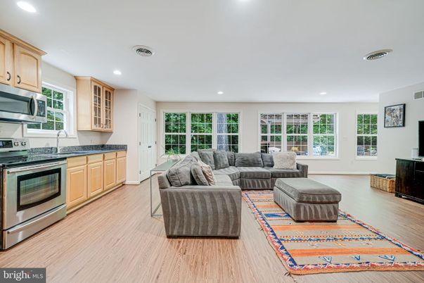 Interior, Kitchen, Living room, Recessed Lighting, Stainless Steel Appliances, Wood Texture Flooring