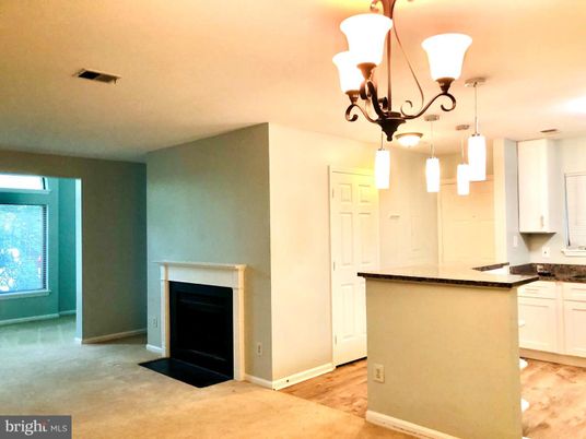 Chandelier, Empty room, Fireplace, Interior, Kitchen, Pendant Lights