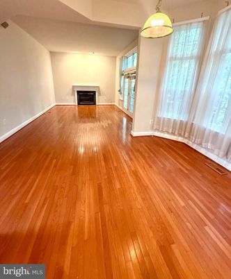 Empty room, Fireplace, Interior, Recessed Lighting, Wood Texture Flooring