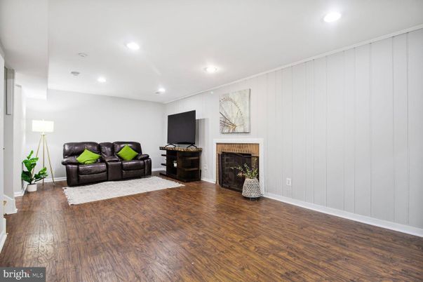 Fireplace, Interior, Recessed Lighting, Wood Texture Flooring
