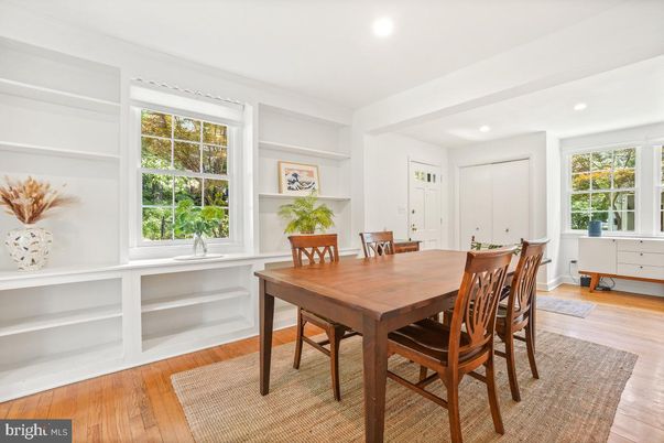 Dining room, Interior, Recessed Lighting, Wood Texture Flooring