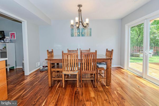 Chandelier, Dining room, Interior, Wood Texture Flooring