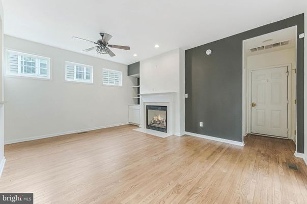 Empty room, Fireplace, Interior, Recessed Lighting, Wood Texture Flooring