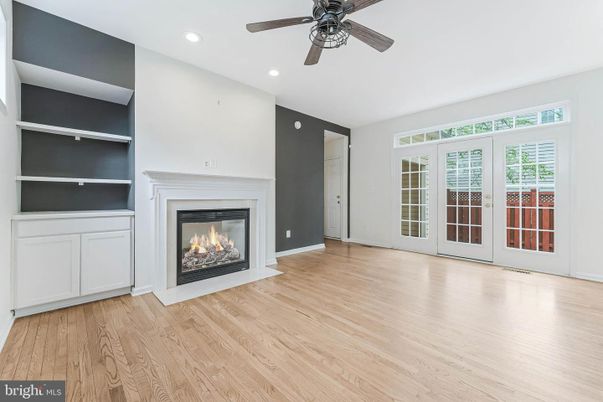 Empty room, Fireplace, Interior, Recessed Lighting, Wood Texture Flooring
