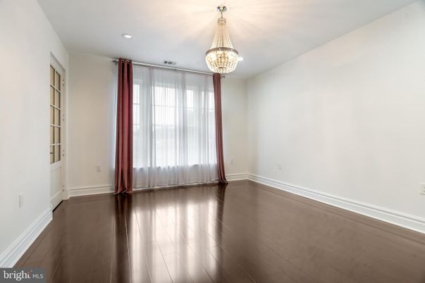 Chandelier, Empty room, Interior, Recessed Lighting, Wood Texture Flooring