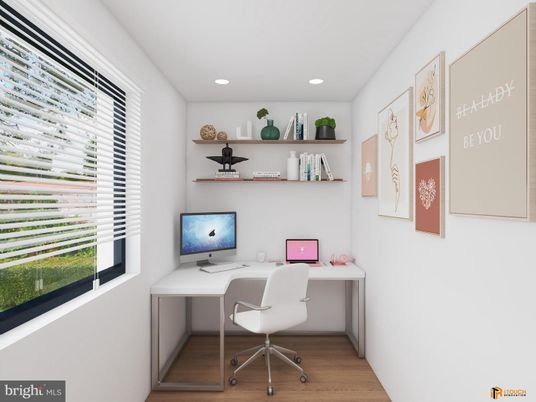Home Office, Interior, Recessed Lighting, Wood Texture Flooring